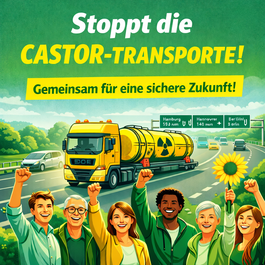 Demonstration gegen mögliche Castor-Transporte auf der A2